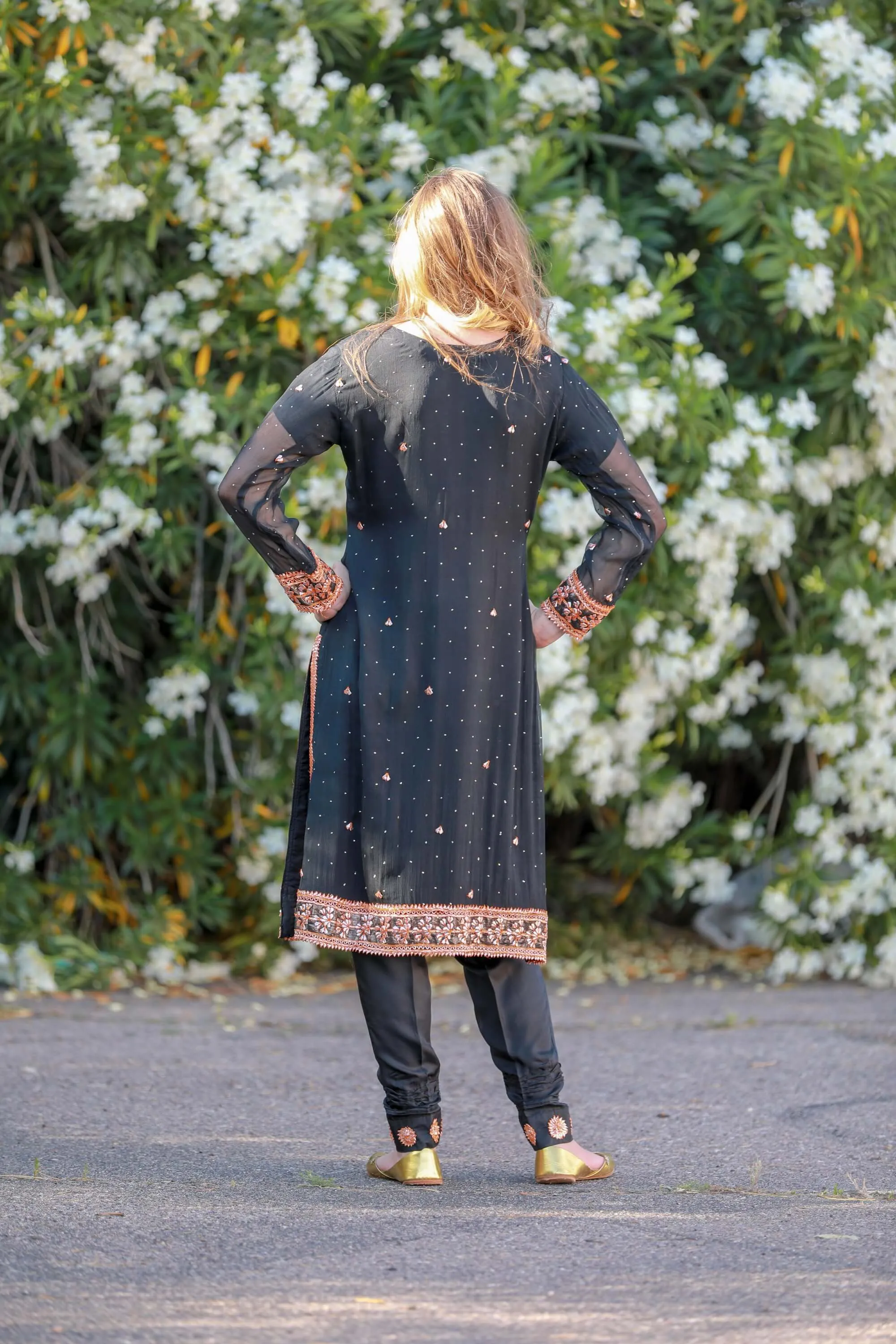 Black Gota Chiffon Salwar Kameez Suit