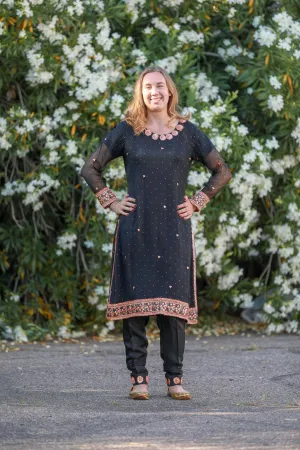 Black Gota Chiffon Salwar Kameez Suit