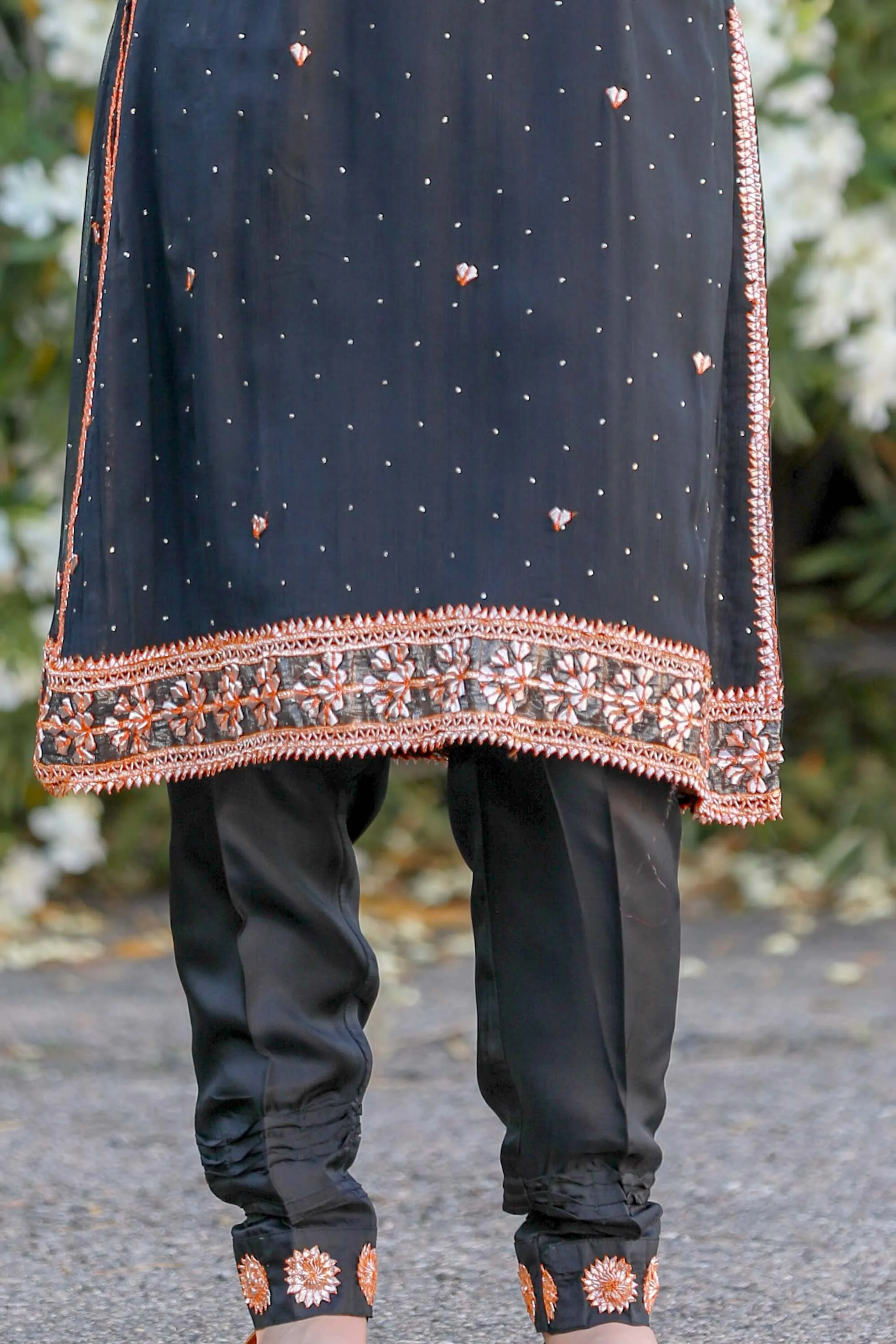 Black Gota Chiffon Salwar Kameez Suit