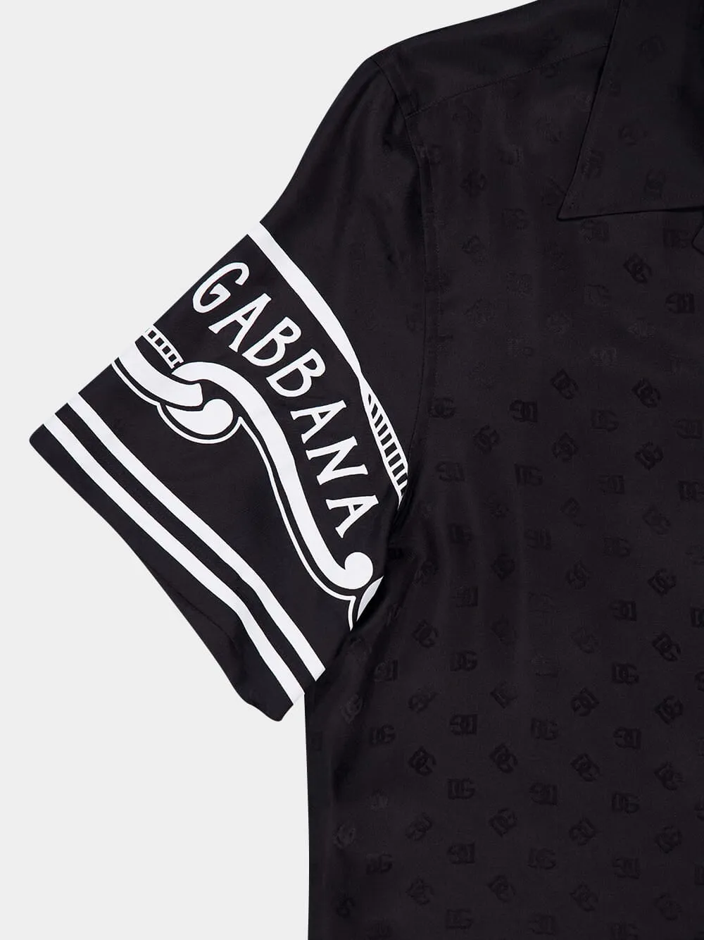 Black Silk Hawaiian Shirt with Bandanna Print