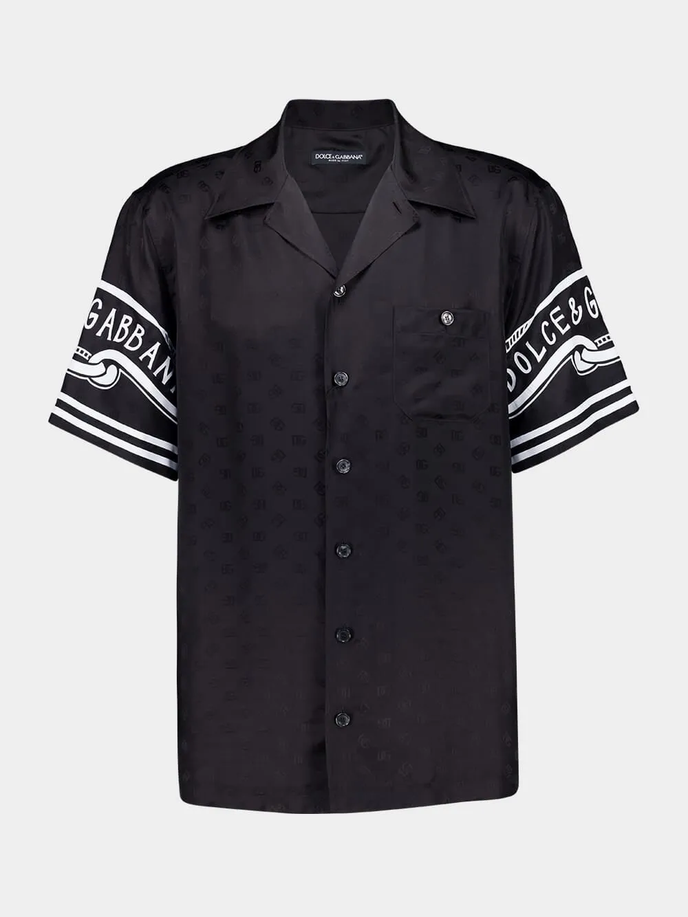 Black Silk Hawaiian Shirt with Bandanna Print