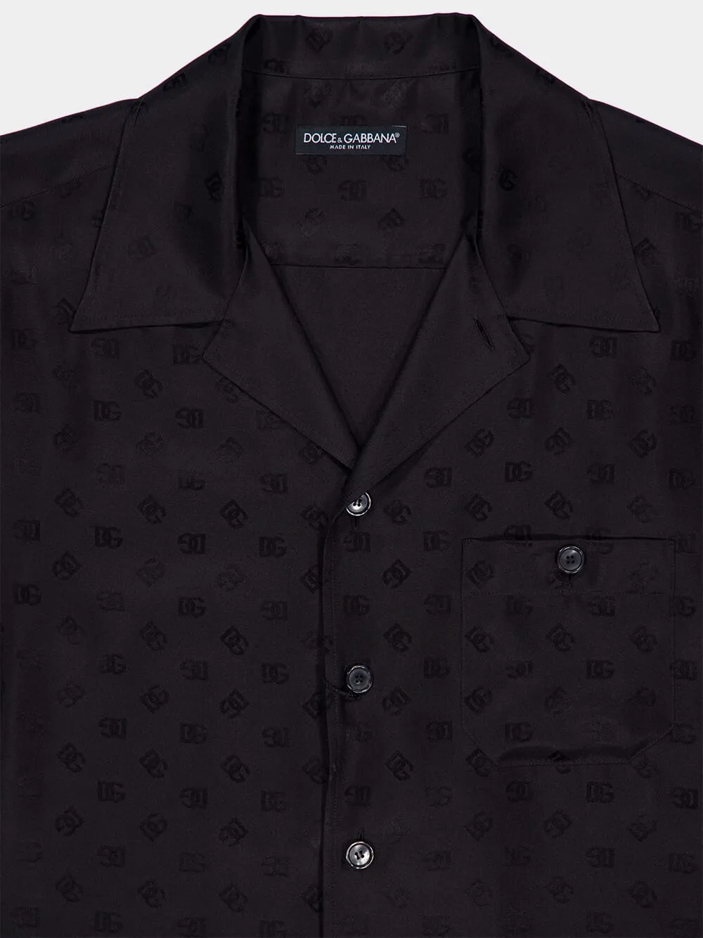 Black Silk Hawaiian Shirt with Bandanna Print