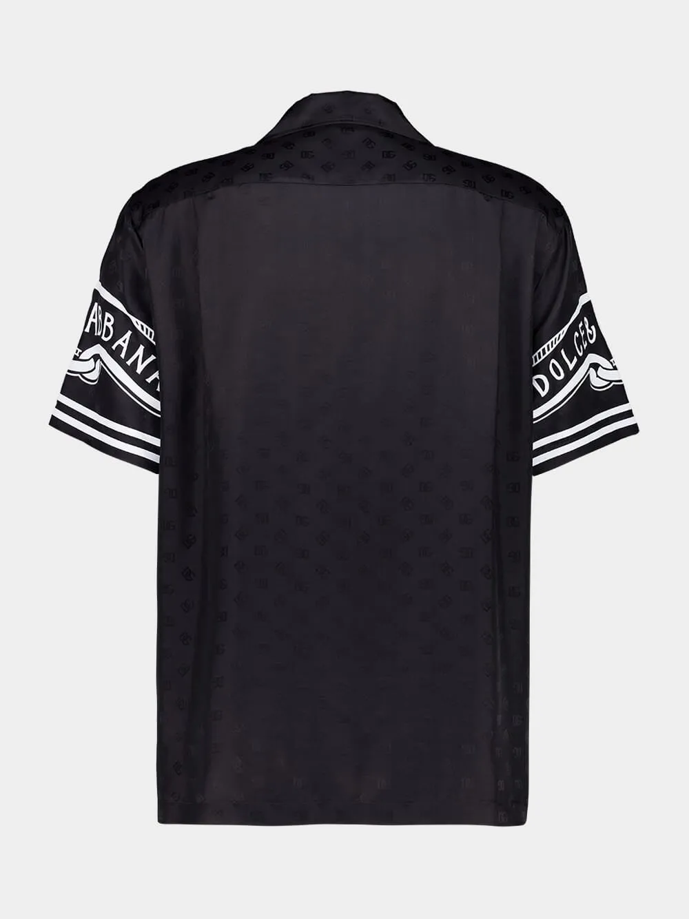 Black Silk Hawaiian Shirt with Bandanna Print