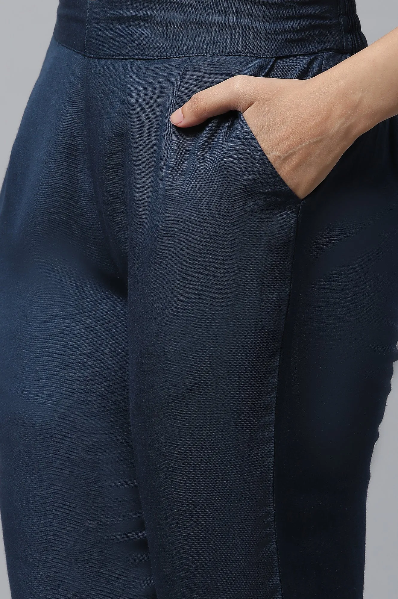 Blue Embellished Kurta and Trousers Set
