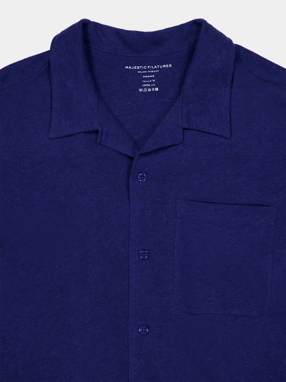 Blue Linen Short Sleeve Shirt