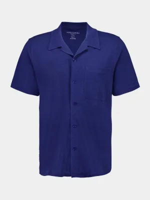 Blue Linen Short Sleeve Shirt