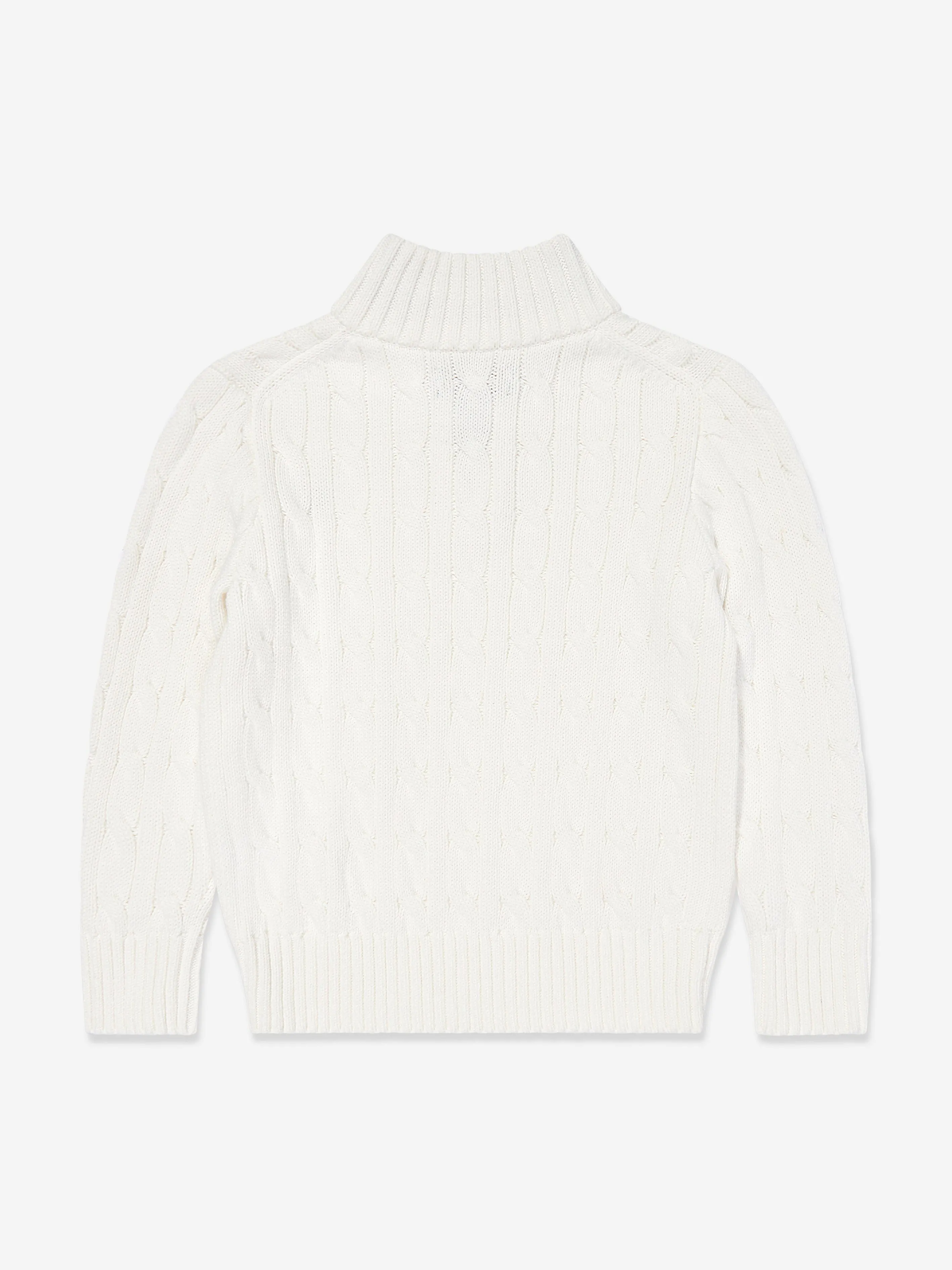 Boys Half Zip Jumper in White
