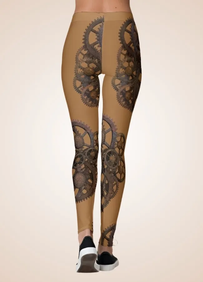 Brown Steampunk Gear Legging
