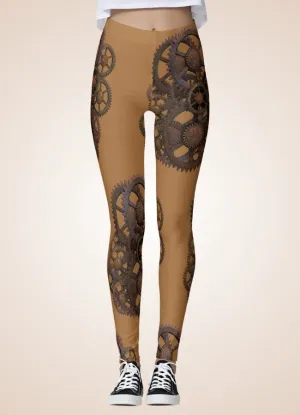 Brown Steampunk Gear Legging