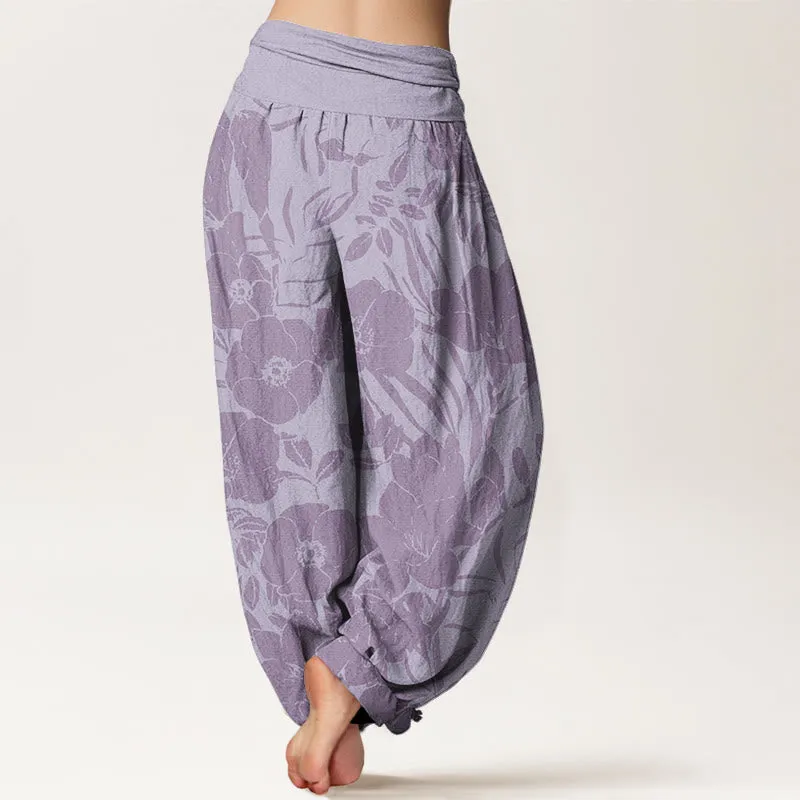 Buddha Stones Casual Magnolias Women's Elastic Waist Harem Pants