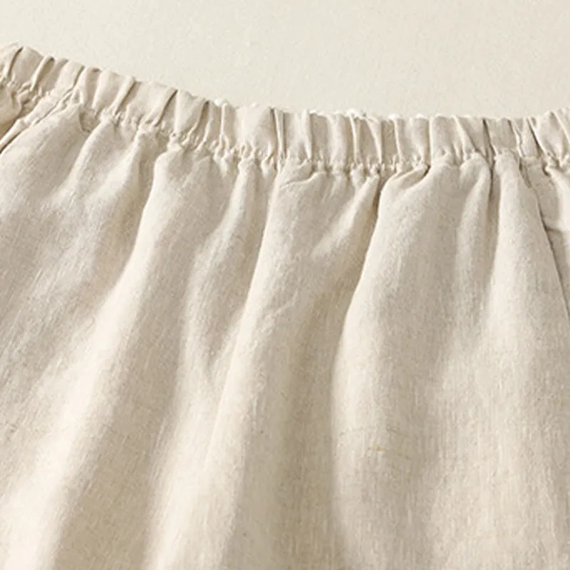 Buddha Stones Daily Plain Simple Design Cotton Linen Women's Pants With Pockets