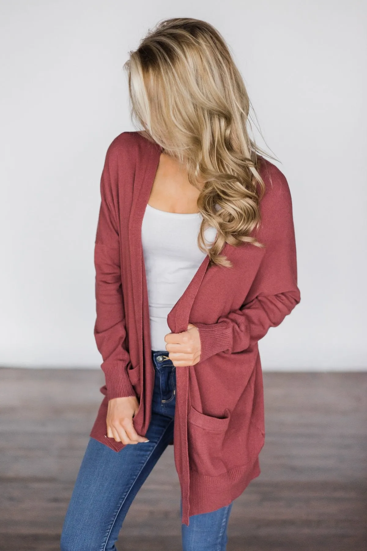 Burnt Sienna V-Back Cardigan