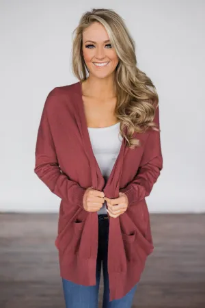 Burnt Sienna V-Back Cardigan