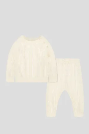 Cable Knit Sweater and Pant Set, Cream