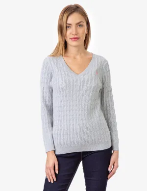 CABLE KNIT V-NECK SWEATER