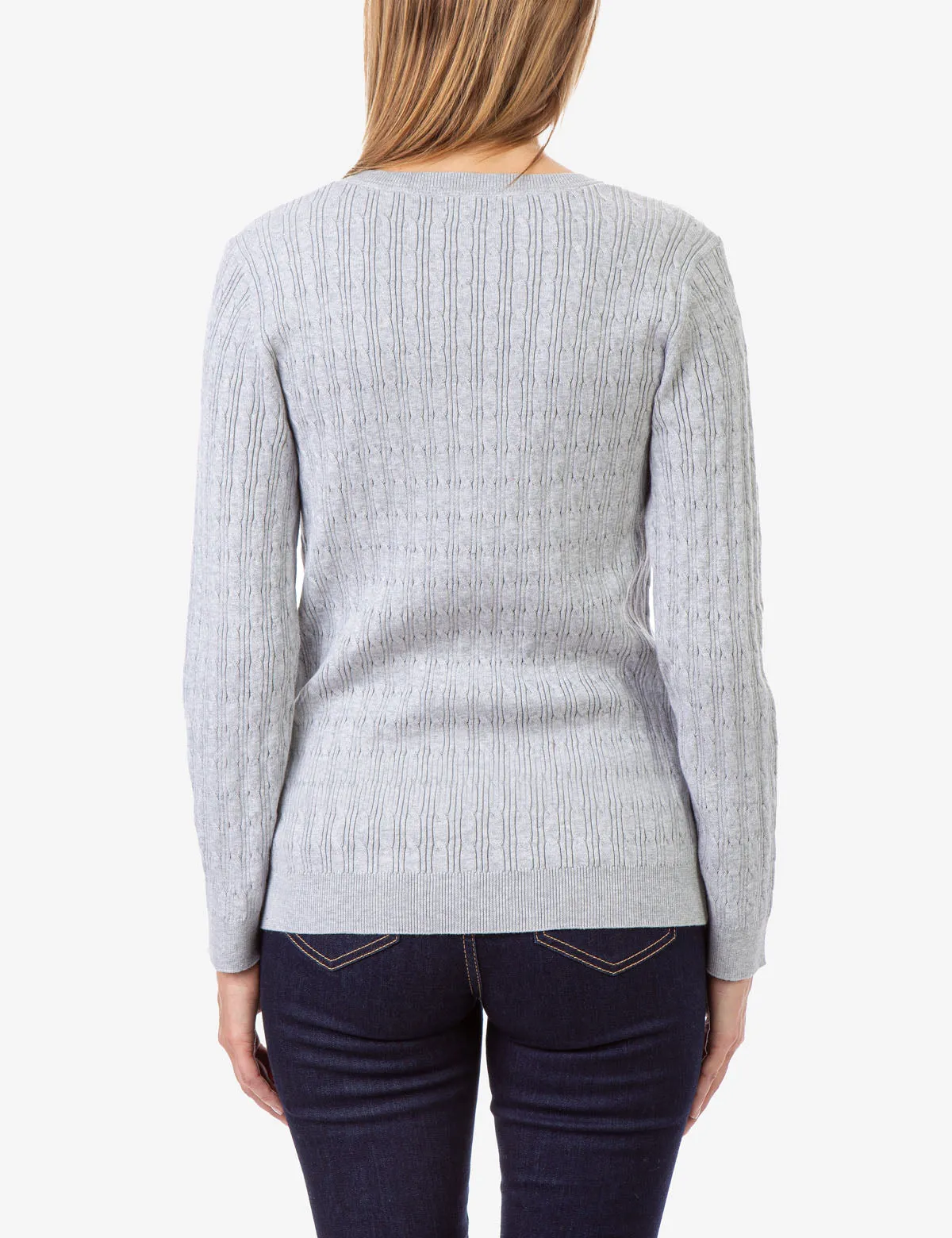 CABLE KNIT V-NECK SWEATER