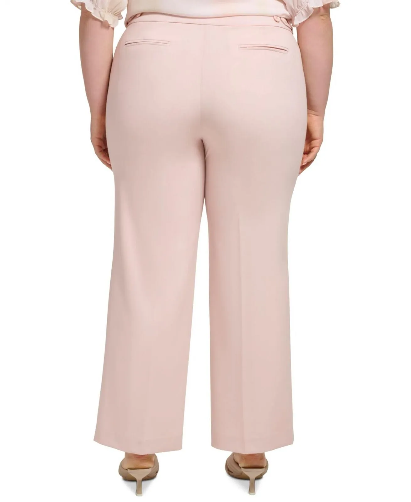 Calvin Klein Womens Plus Size Mid-Rise Straight-Leg Pants Petal Pink 24W