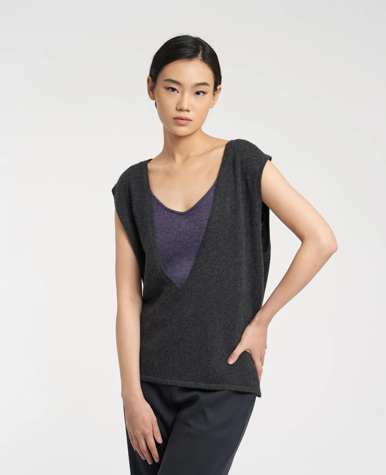 Cashmere Deep V-Neck Vest