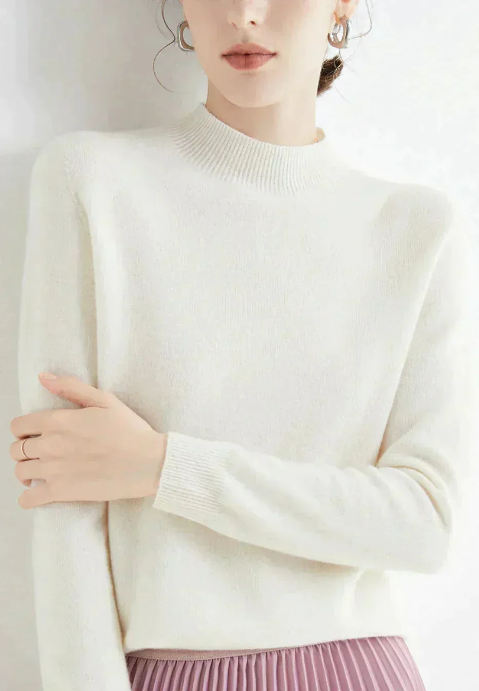 Cashmere High Neck Jumper for Women - Soft Cashmere Knit Sweater