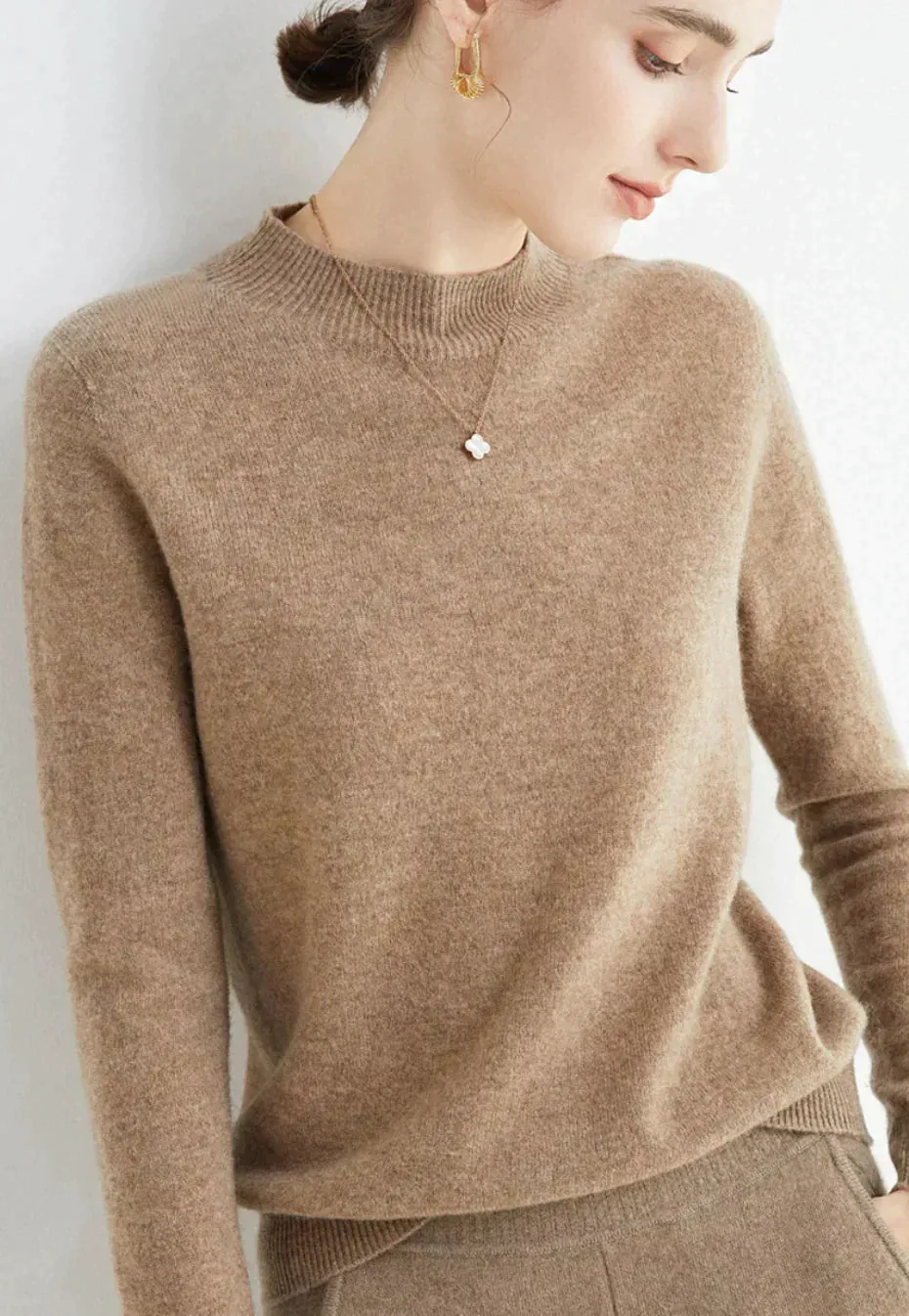 Cashmere High Neck Jumper for Women - Soft Cashmere Knit Sweater