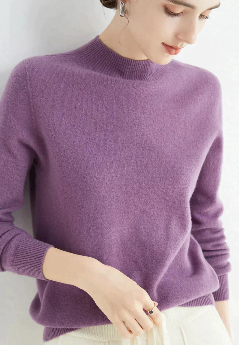 Cashmere High Neck Jumper for Women - Soft Cashmere Knit Sweater