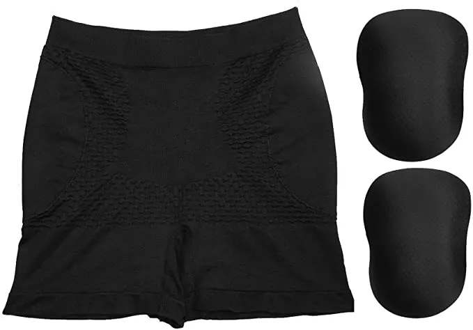 CeesyJuly Womens Padded Shapewear Hip Enhancer Butt Lifter Waist Trainer Control Boyshorts, Black - Size S/M