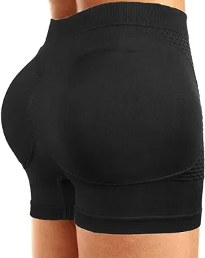 CeesyJuly Womens Padded Shapewear Hip Enhancer Butt Lifter Waist Trainer Control Boyshorts, Black - Size S/M