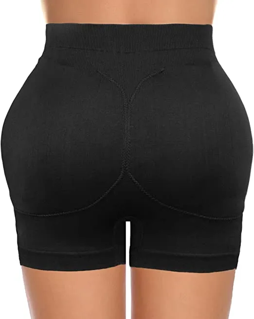 CeesyJuly Womens Padded Shapewear Hip Enhancer Butt Lifter Waist Trainer Control Boyshorts, Black - Size S/M