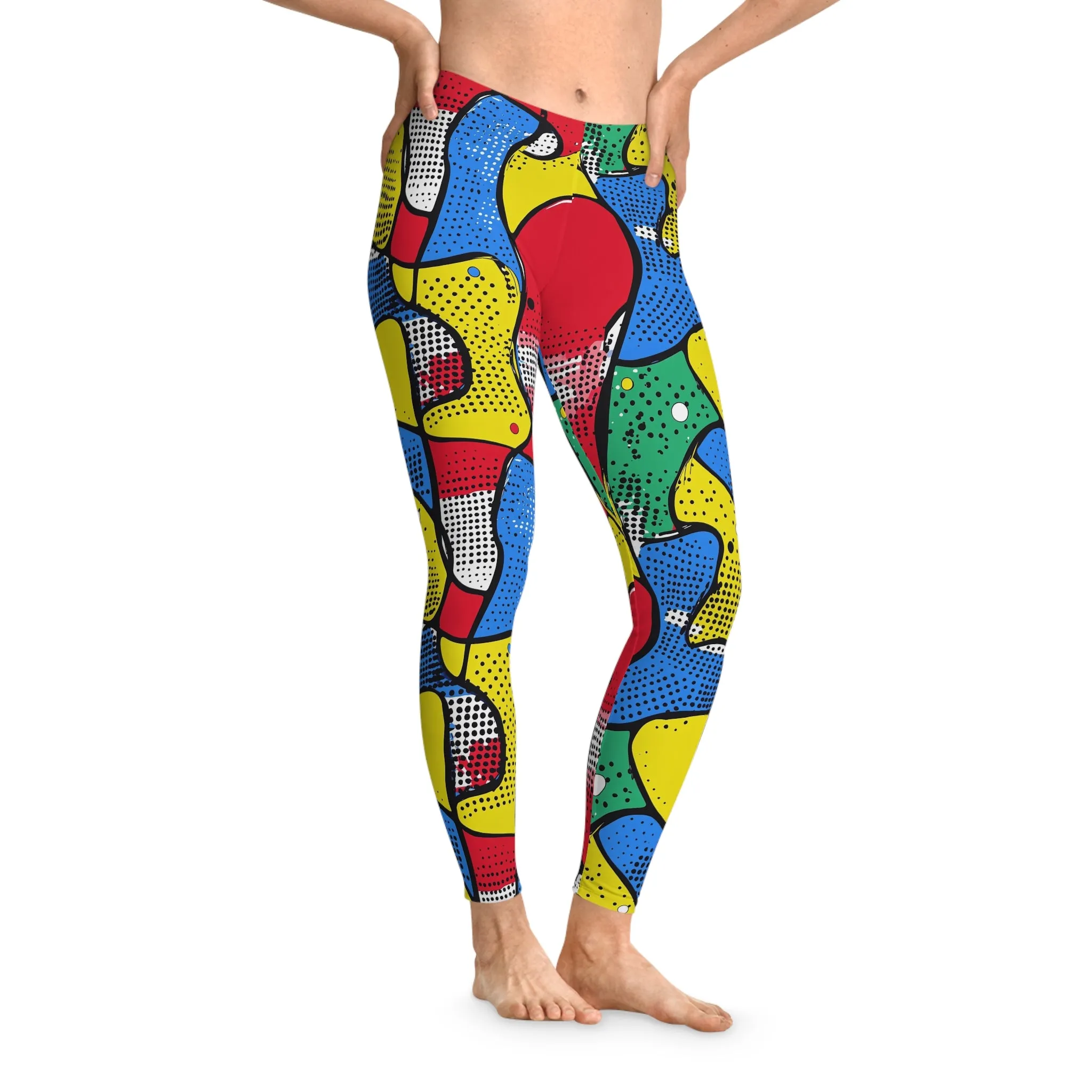 Chaos Collage Stretchy Leggings for Active Lifestyle & Everyday Comfort