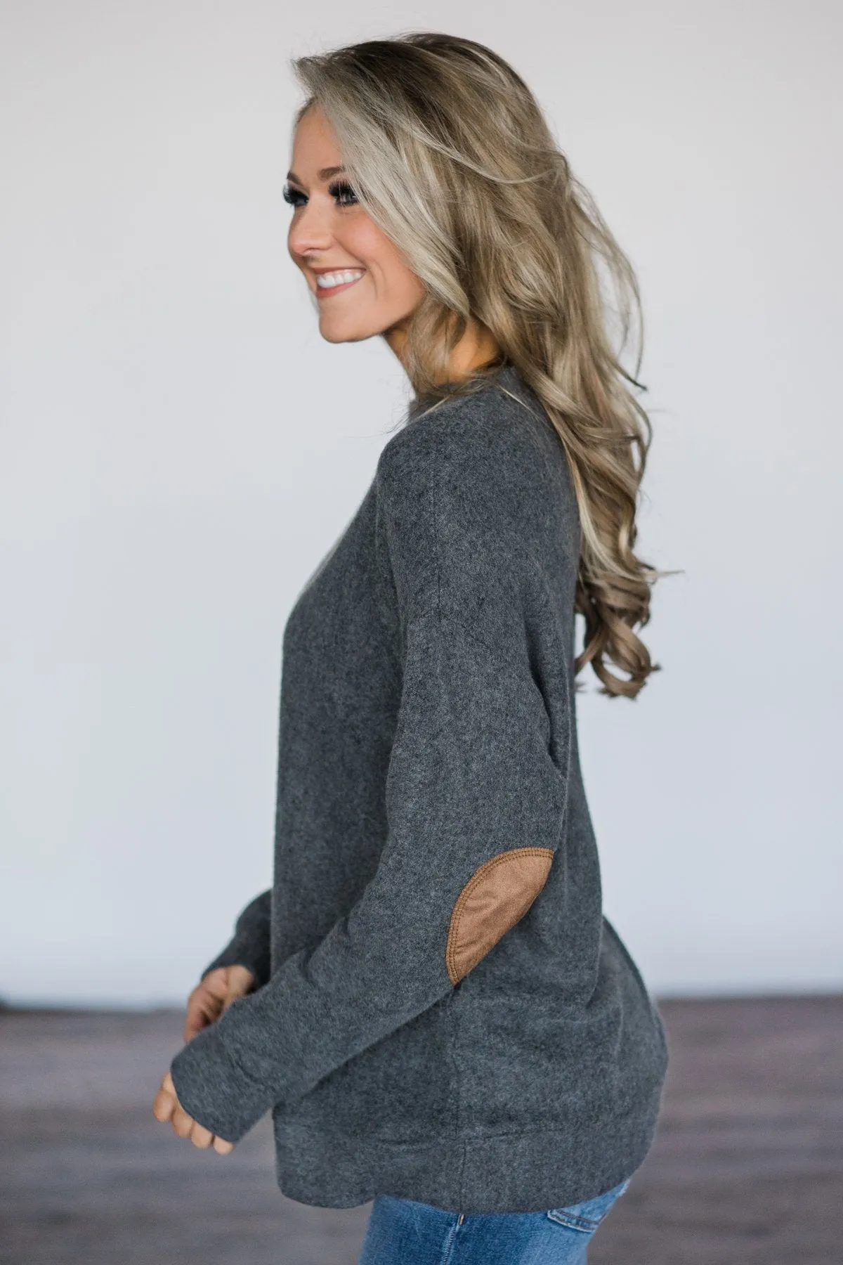 Charcoal Elbow Patch Sweater