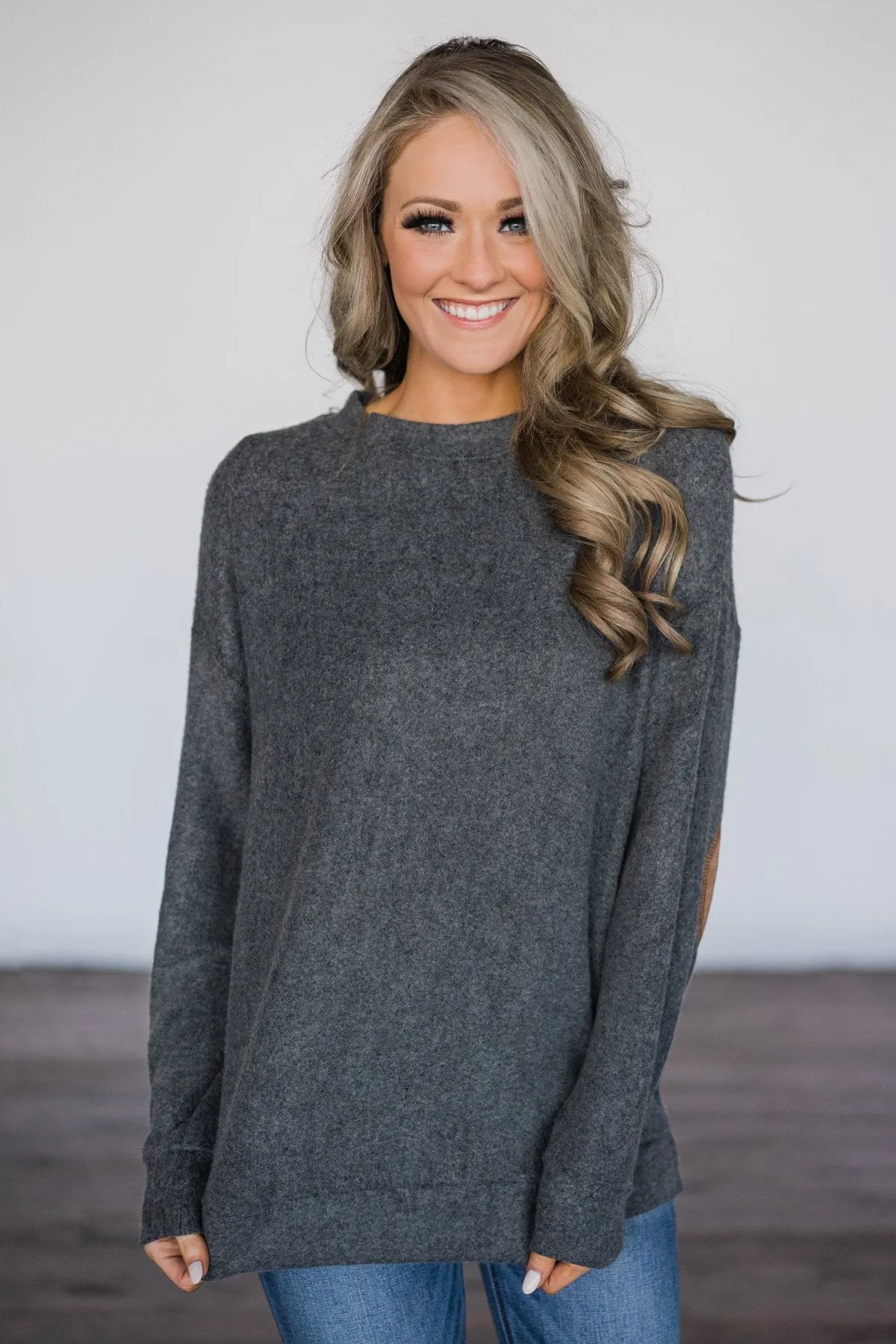 Charcoal Elbow Patch Sweater