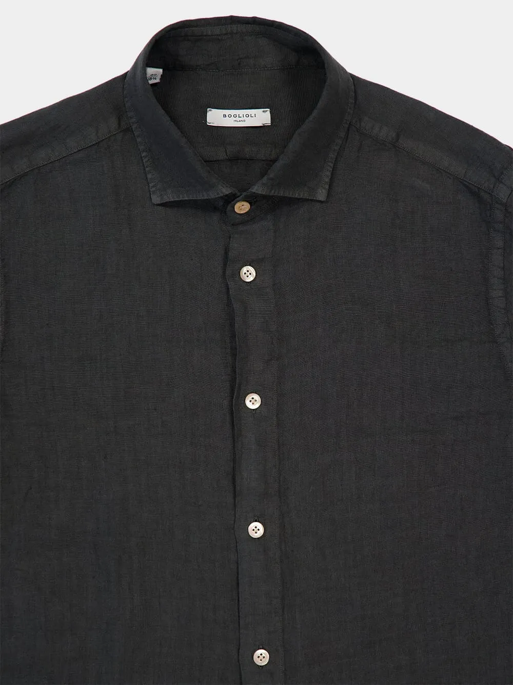 Charcoal Green Regular-Fit Linen Shirt