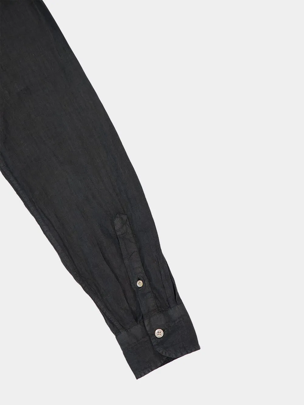 Charcoal Green Regular-Fit Linen Shirt