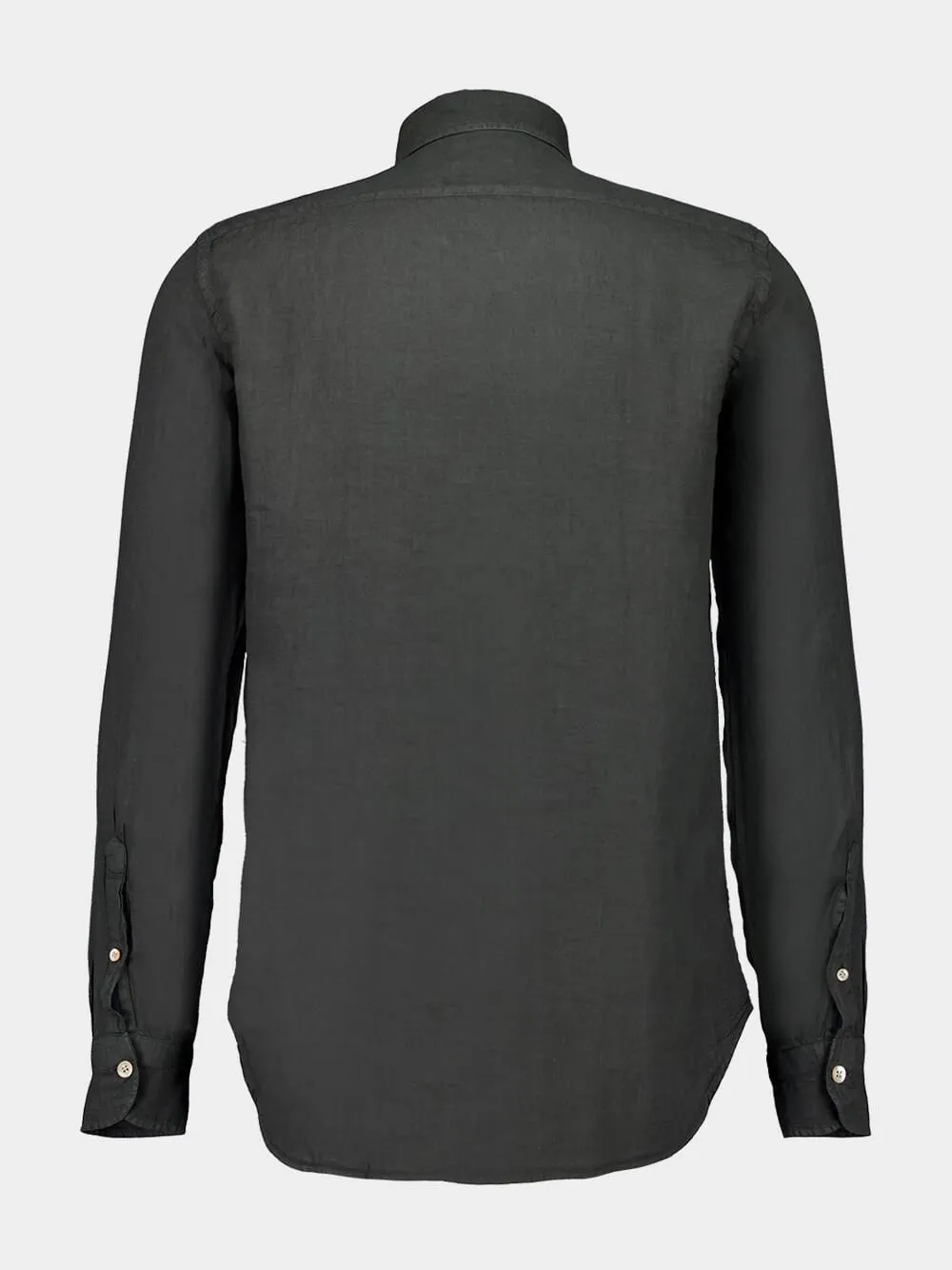 Charcoal Green Regular-Fit Linen Shirt