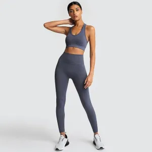 Chaturanga Bra and Legging Set - Dark Gray
