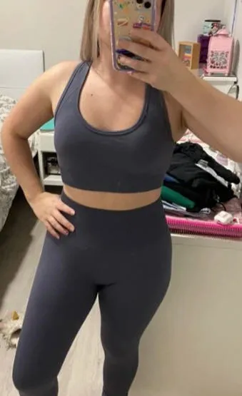 Chaturanga Bra and Legging Set - Dark Gray