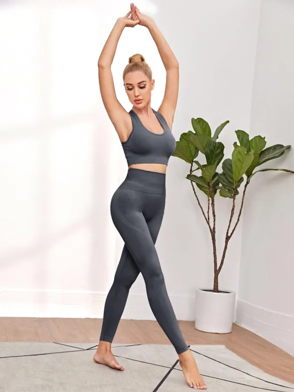 Chaturanga Bra and Legging Set - Dark Gray