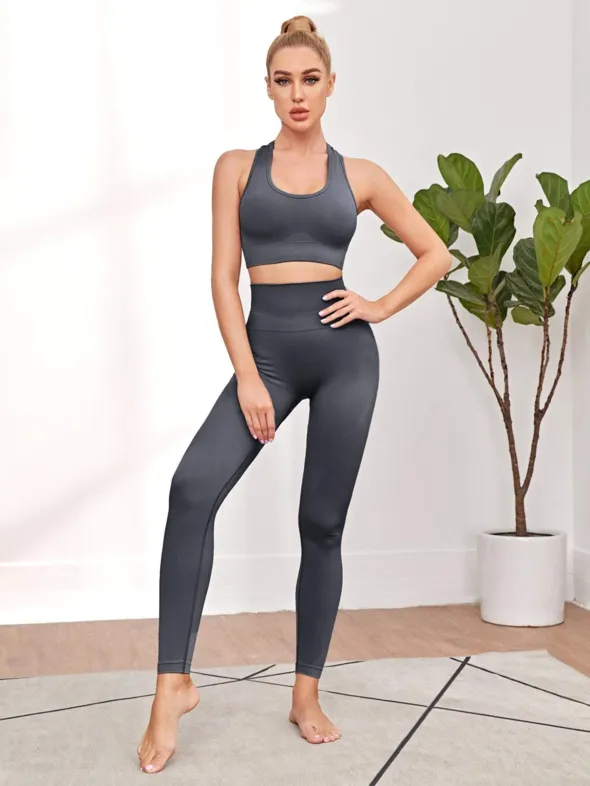 Chaturanga Bra and Legging Set - Dark Gray