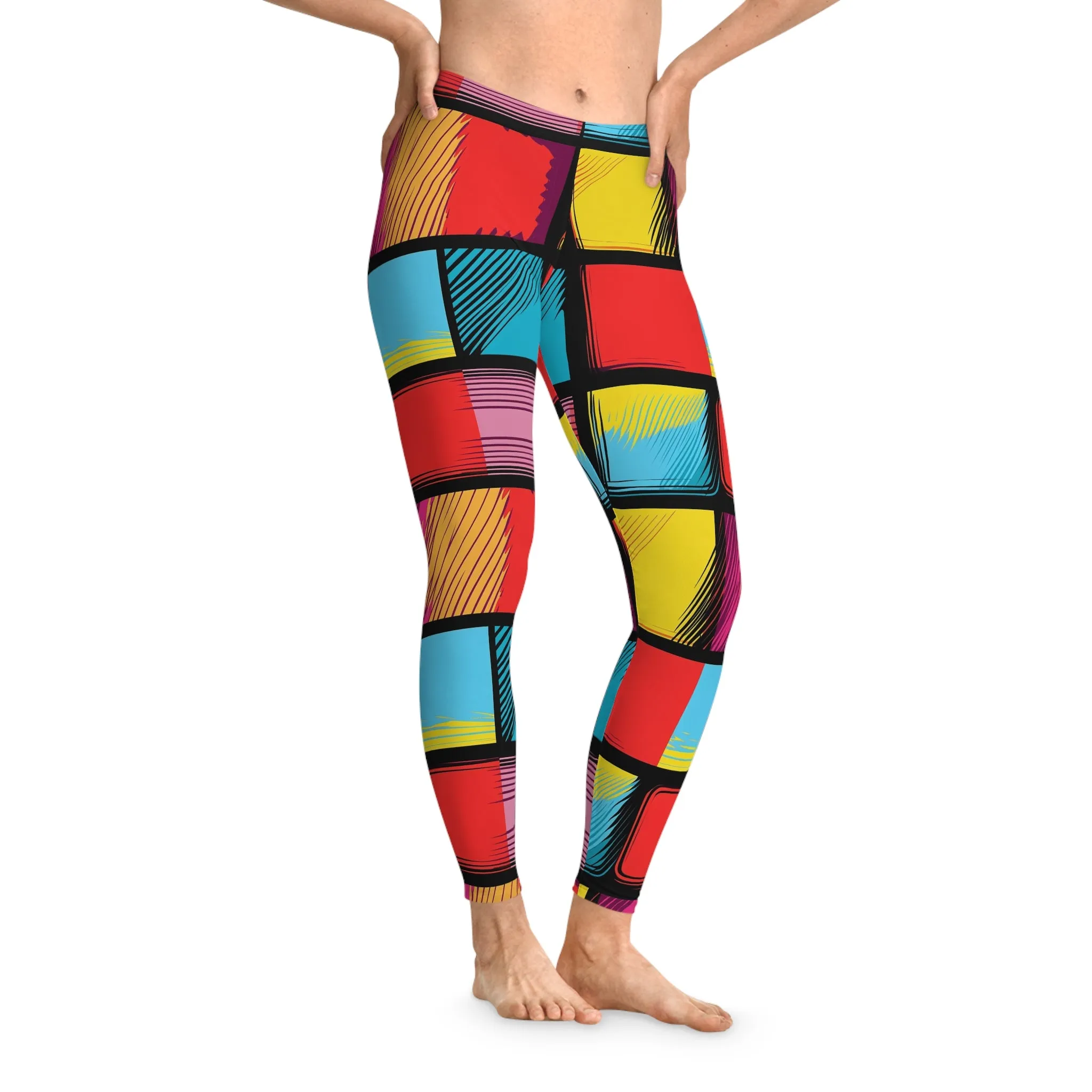 Color Clash Stretchy Leggings for Active Lifestyle & Everyday Comfort