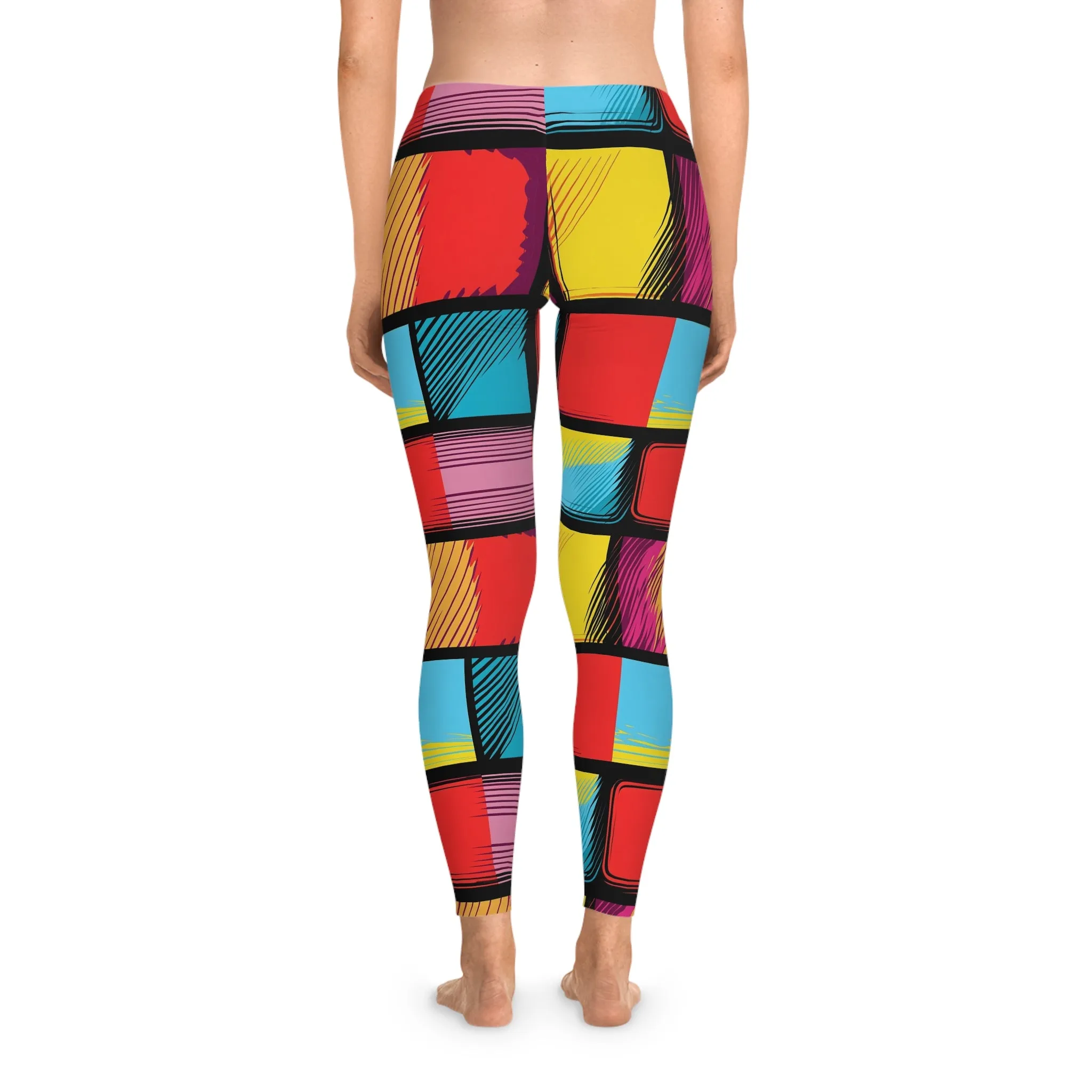 Color Clash Stretchy Leggings for Active Lifestyle & Everyday Comfort