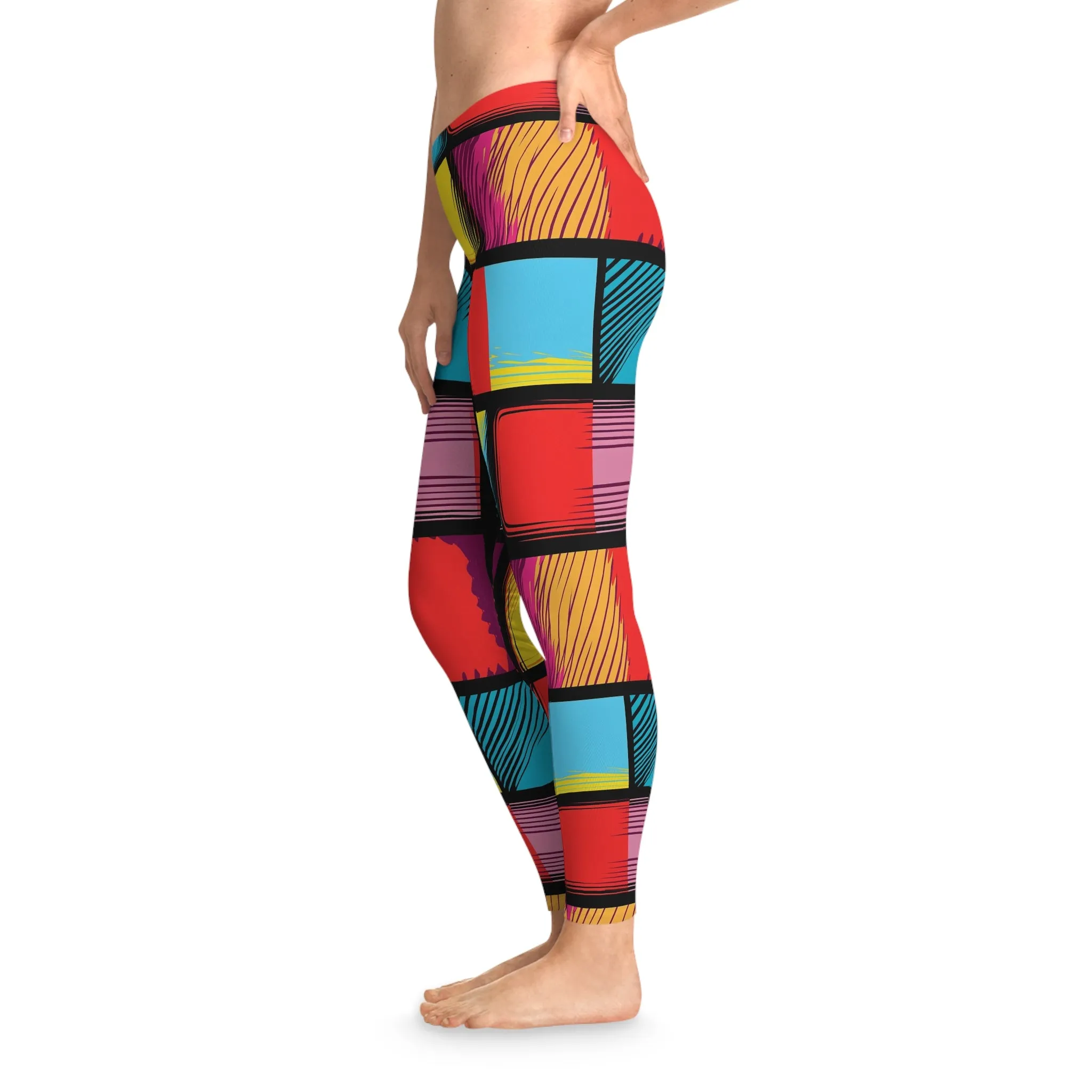 Color Clash Stretchy Leggings for Active Lifestyle & Everyday Comfort
