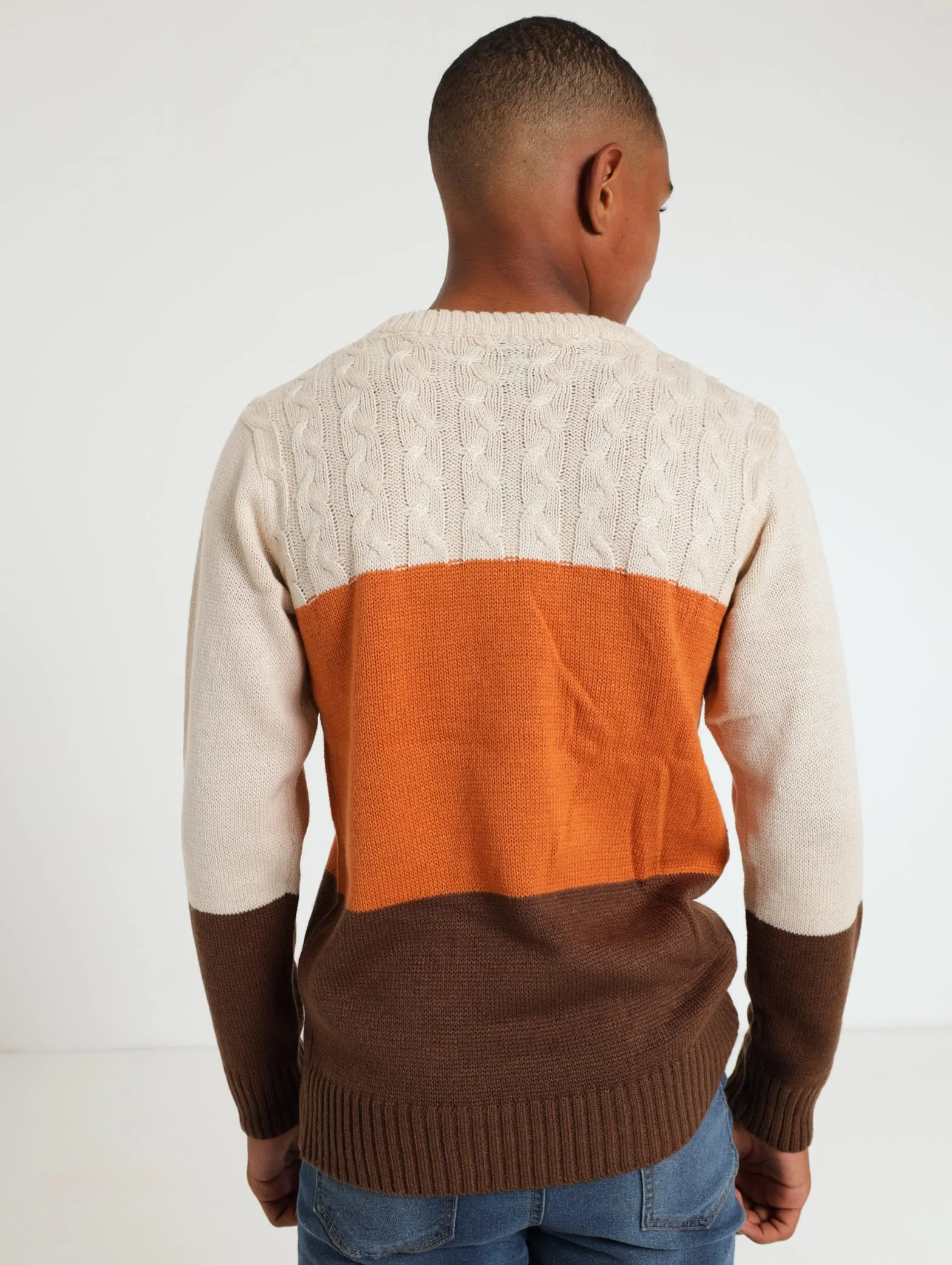 Colorblock Cable Knit Top