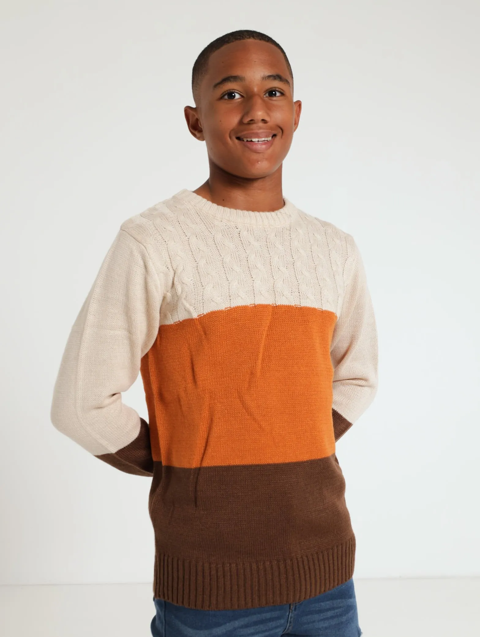 Colorblock Cable Knit Top