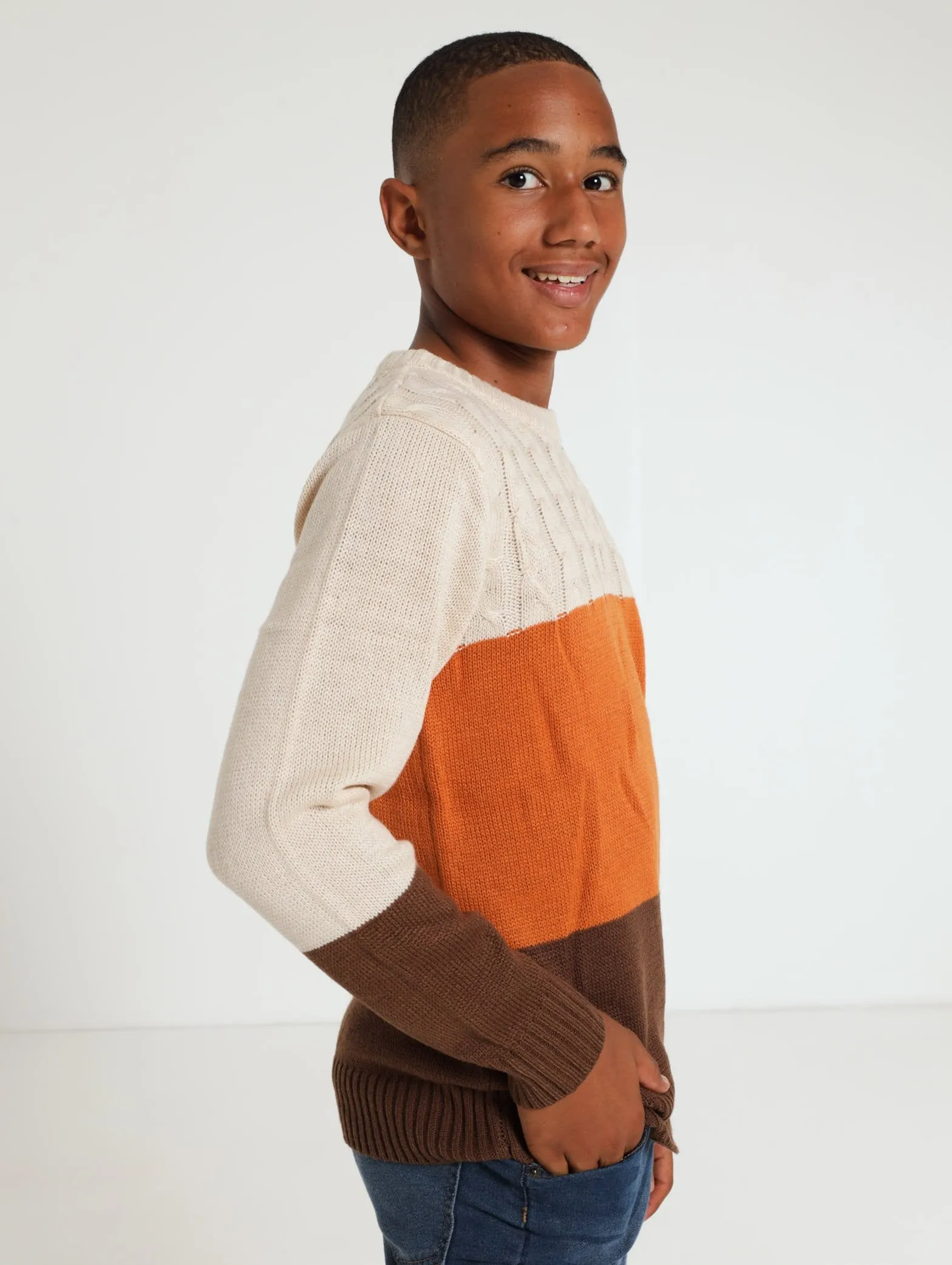 Colorblock Cable Knit Top