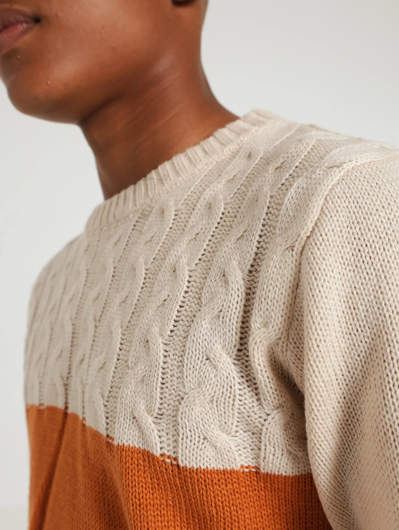 Colorblock Cable Knit Top