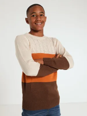 Colorblock Cable Knit Top