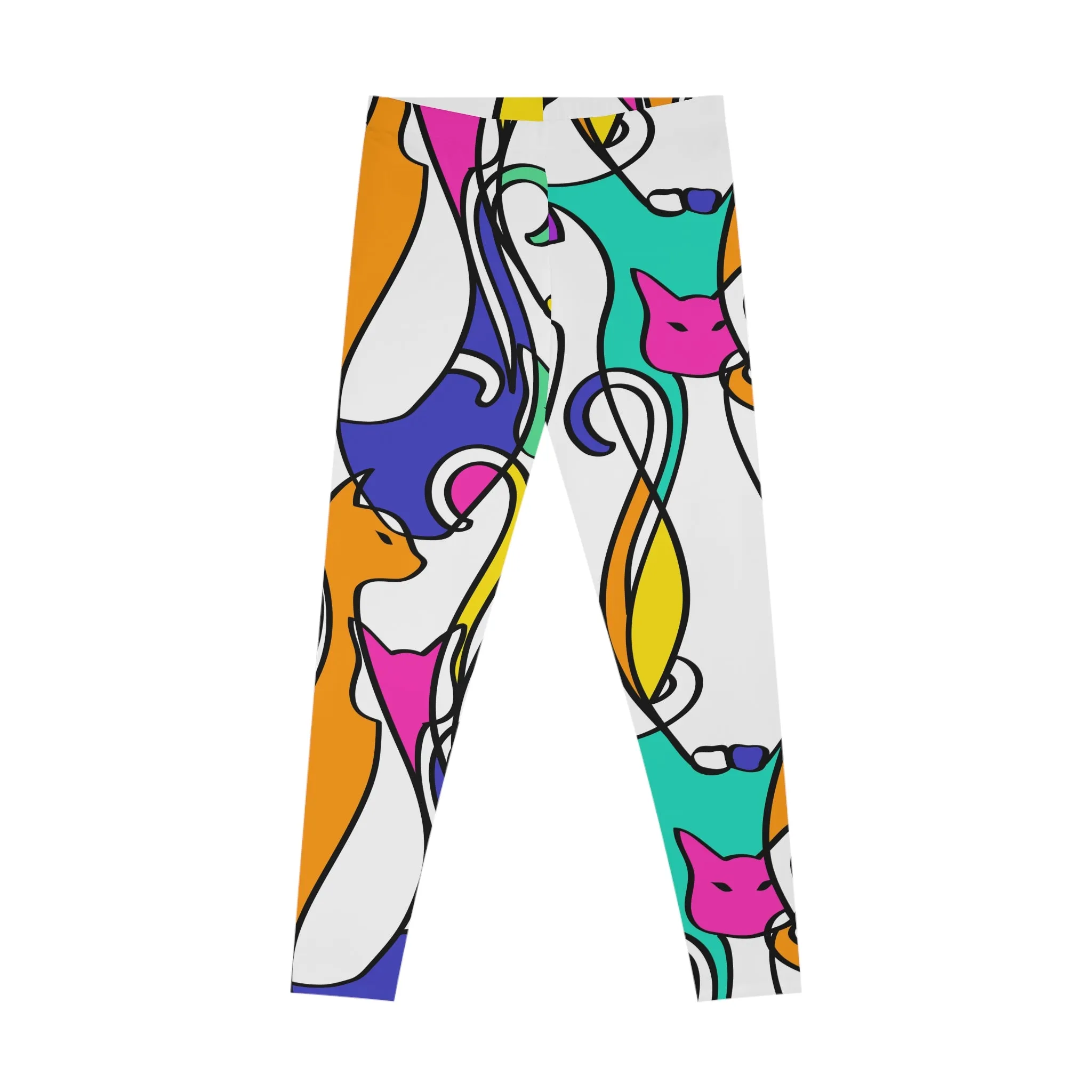 Colorful Cat Pattern Stretchy Leggings for Cat Lovers - Comfortable & Stylish Activewear