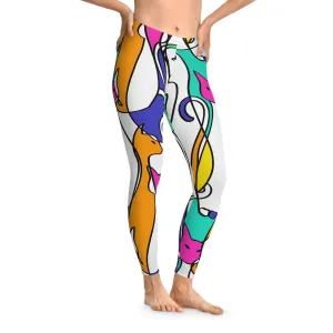 Colorful Cat Pattern Stretchy Leggings for Cat Lovers - Comfortable & Stylish Activewear