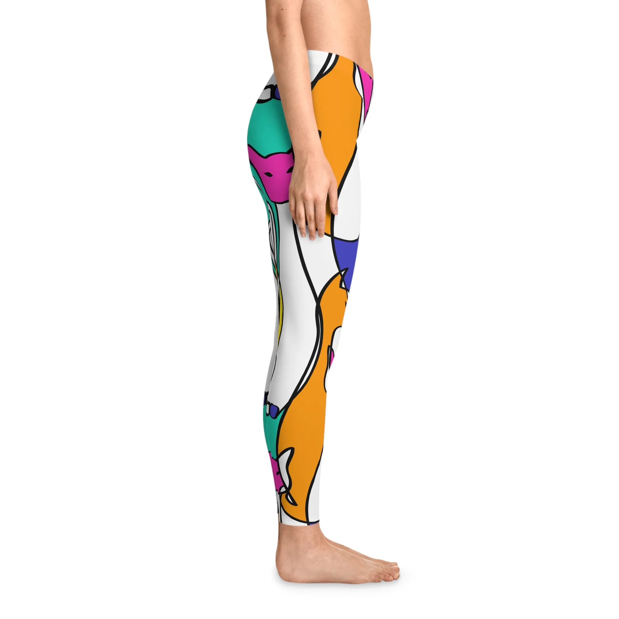 Colorful Cat Pattern Stretchy Leggings for Cat Lovers - Comfortable & Stylish Activewear