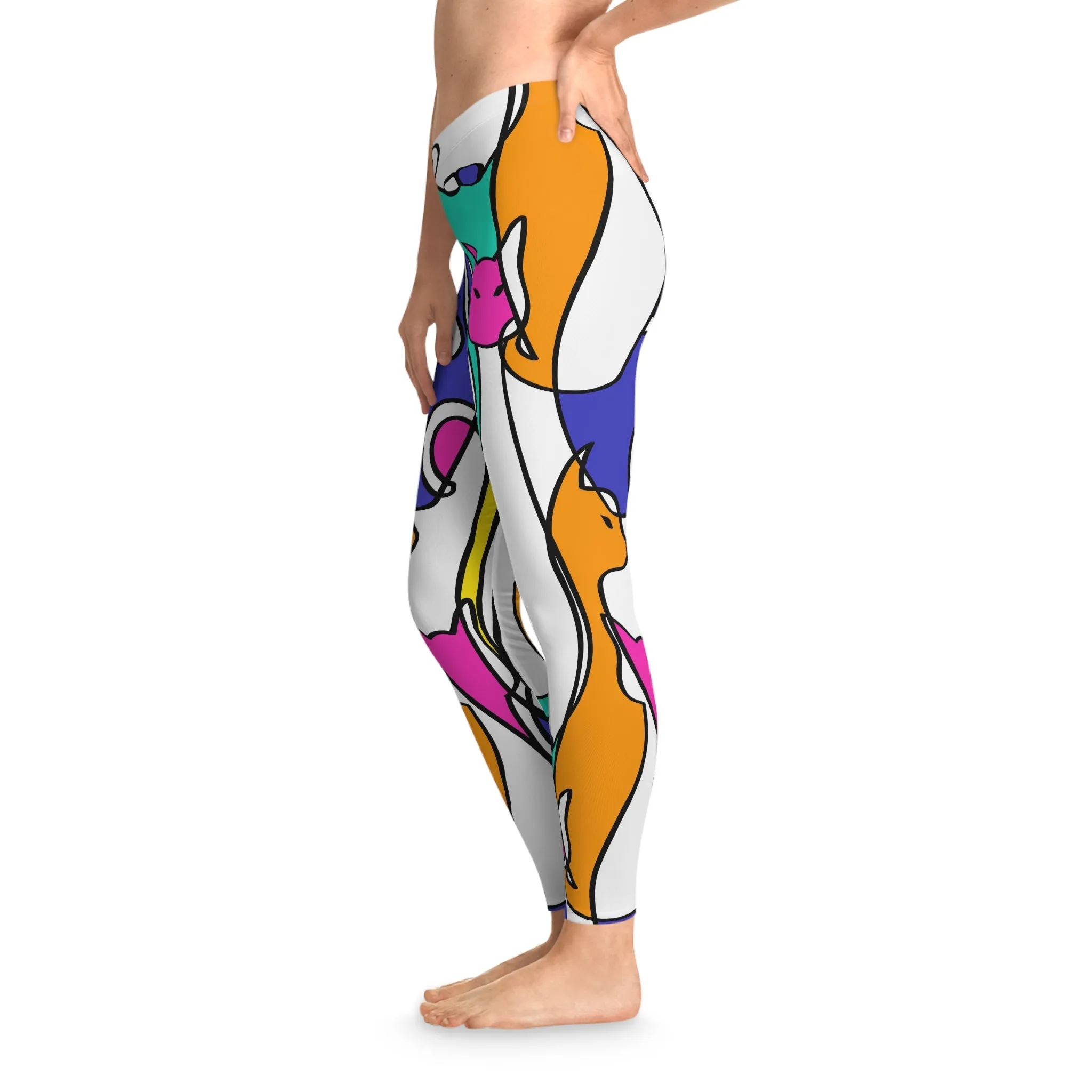 Colorful Cat Pattern Stretchy Leggings for Cat Lovers - Comfortable & Stylish Activewear